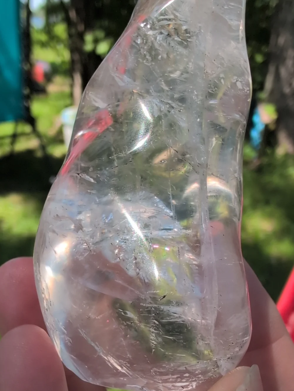 Clear Quartz Flame Tower Crystal Sculpture - Clear (String Bean)